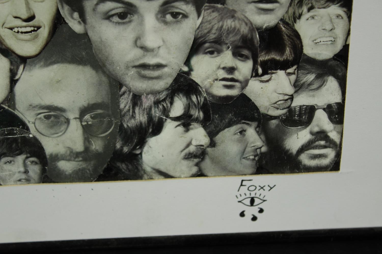 Foxy (Contemporary) two black and white collages of the Stones and Beatles, each framed and - Image 4 of 5