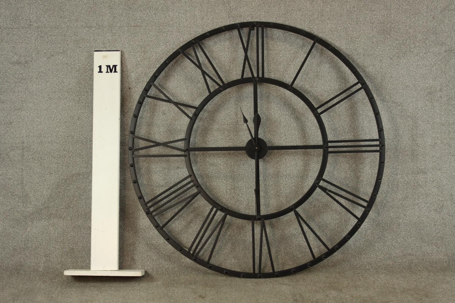 A contemporary painted metal giant novelty watch/clock face battery operated clock, with Roman - Image 2 of 7