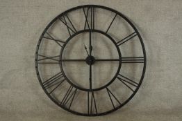 A contemporary painted metal giant novelty watch/clock face battery operated clock, with Roman