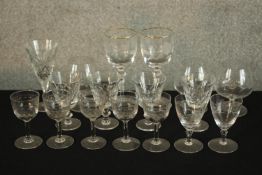 Various 19th century and later drinking glasses. H.17cm. (largest)