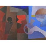 Graham Kearsley (20th century), abstract cubist style geometric shapes, watercolour on board, pencil