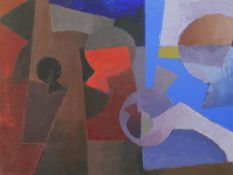 Graham Kearsley (20th century), abstract cubist style geometric shapes, watercolour on board, pencil