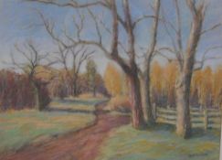 Gwen Spencer (20th century, British), The Pound Wimbledon Common, pastel on paper, signed and