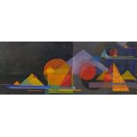 Graham Kearsley (20th century), abstract cubist style geometric study, watercolour on board,