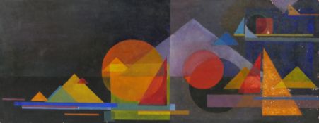 Graham Kearsley (20th century), abstract cubist style geometric study, watercolour on board,