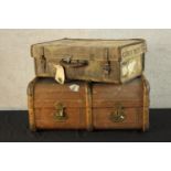 Two early 20th century cloth bound trunks. H.31 W.70 D.48cm. (largest)