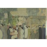 20th century, Parisian café street scene, limited edition coloured print 115/250, in a metal