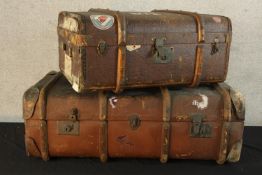 Two old trunks. H.33 W.92 D.55cm. (largest)