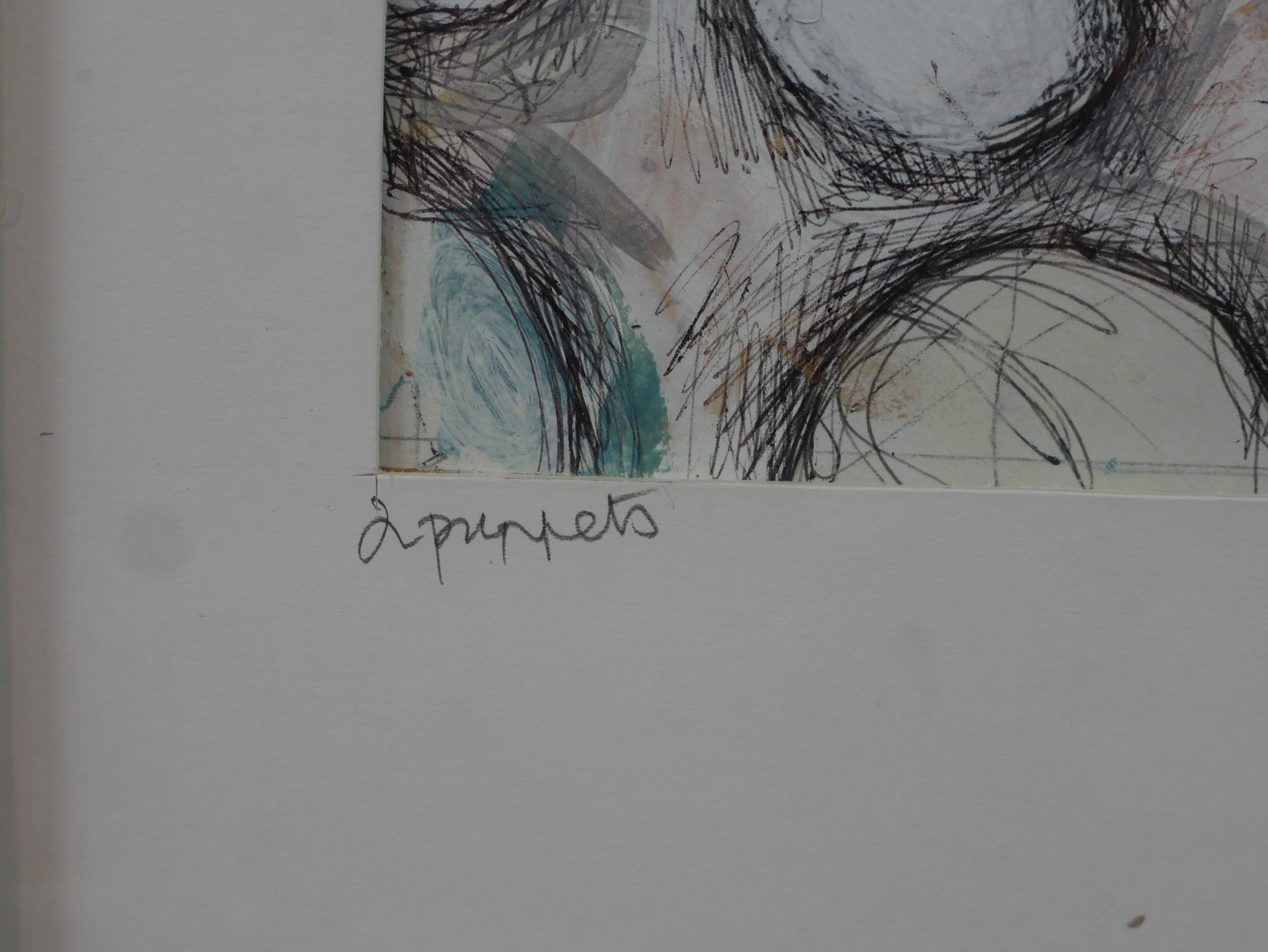Hilary Beauchamp (Contemporary) 2 Puppets mixed media on paper, pencil signed and framed. H.88 W. - Image 5 of 6