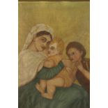 A 19th century, possibly European school, Virgin Mary and Child, oil on board, unsigned and