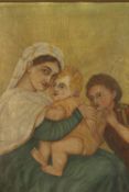 A 19th century, possibly European school, Virgin Mary and Child, oil on board, unsigned and