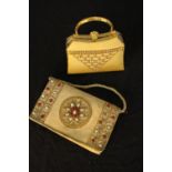 Two vintage embroidered ladies purses H.12 W.20cm. (largest)