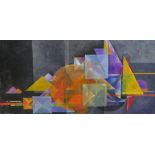Graham Kearsley (20th century), abstract cubist style geometric study, watercolour on board,