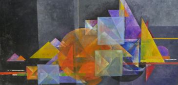 Graham Kearsley (20th century), abstract cubist style geometric study, watercolour on board,