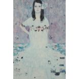 After Gustav Klimt (1862-1918, Austrian) portrait of Mada Primavesi, museum exhibition advertising