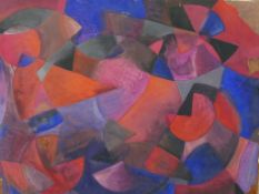 Graham Kearsley (20th century), abstract cubist style geometric shapes, watercolour on board, pencil