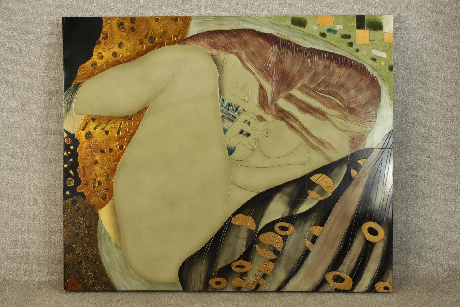 20th century, mixed media on panel, abstract study, nude lady, unframed. H.101 W.121cm. - Image 2 of 4