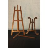 Two 20th century table top photograph easels H.76cm. (largest)