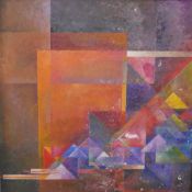 Graham Kearsley (20th century), abstract cubist style, watercolour on board, pencil signed,