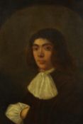 19th century, Dutch school, portrait of a gentleman with a lace collar and cuff, oil on canvas, in a