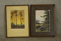 E. Lap (20th century), Autumn, pencil signed coloured, framed, together with a coloured print