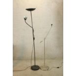 Two contemporary floor standing adjustable standard/reading lamps. H.180cm. (largest)