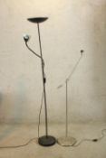 Two contemporary floor standing adjustable standard/reading lamps. H.180cm. (largest)