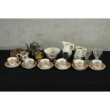 A 19th century English porcelain, possibly Worcester part teaset decorated with abstract pattern,