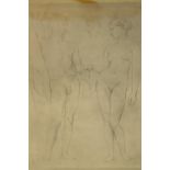 19th century, male and female nude print on paper, signed and stamped, framed. paper, H.38 W.30cm.