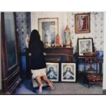 Cecil Jospe (1928 - 2004) Devout Christian lady praying before Christ, colour photograph mounted