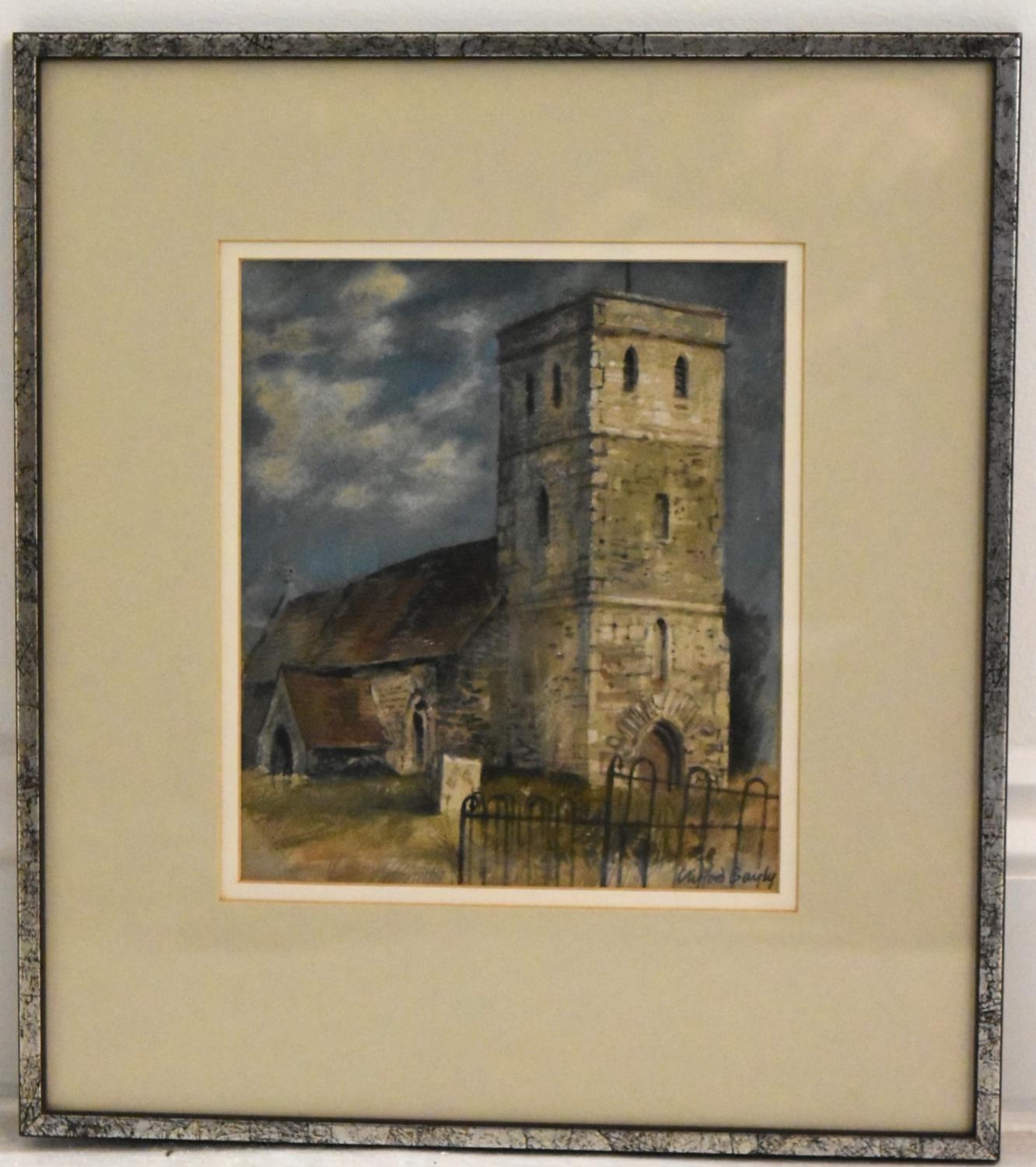 Clifford Bayley (1969 -) Monkton Church, Kent, watercolour on paper, signed, title verso, framed and - Image 2 of 6
