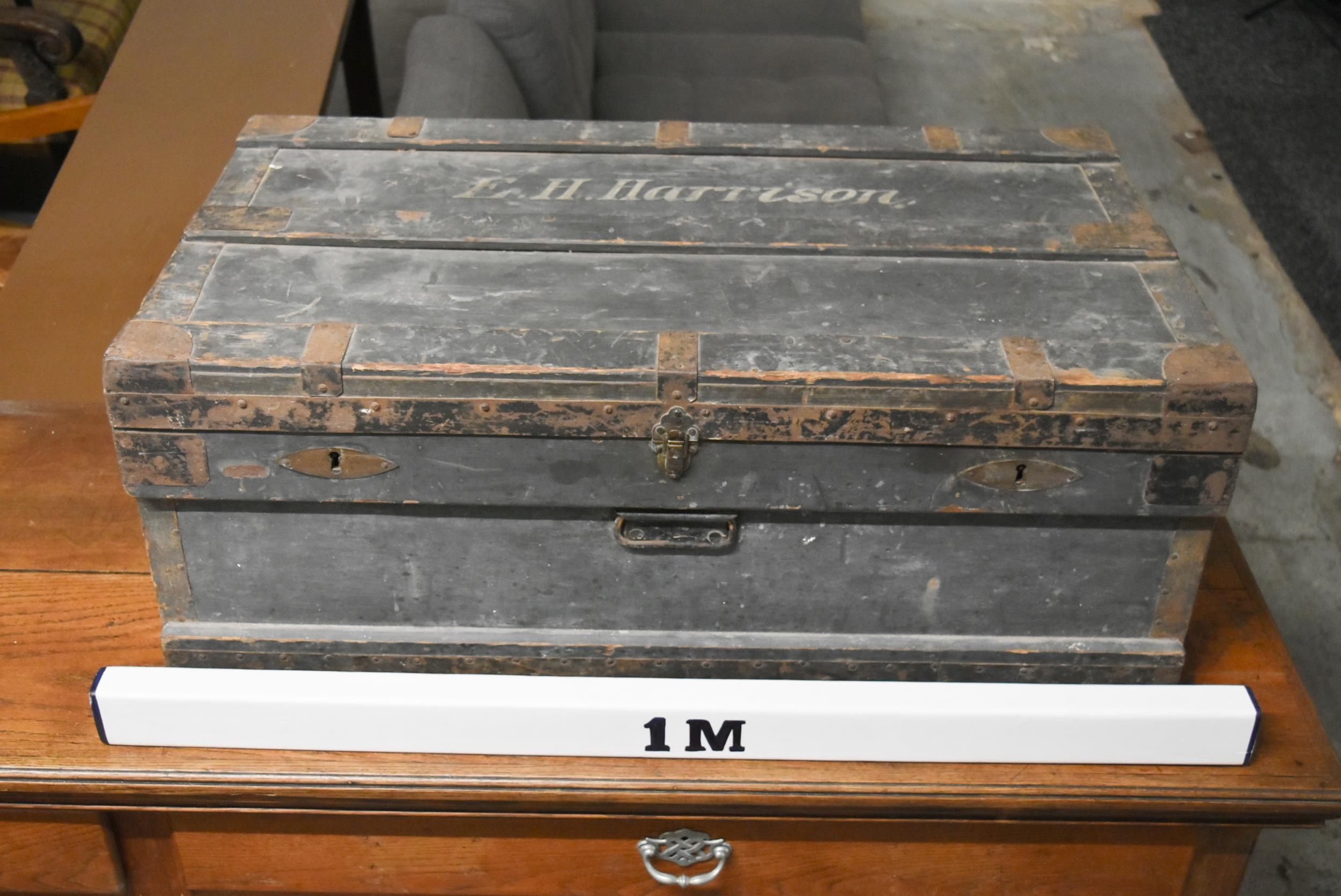 A 19th century metal bound trunk with zinc liner: The Marshall improved air & water tight chest - Image 3 of 10