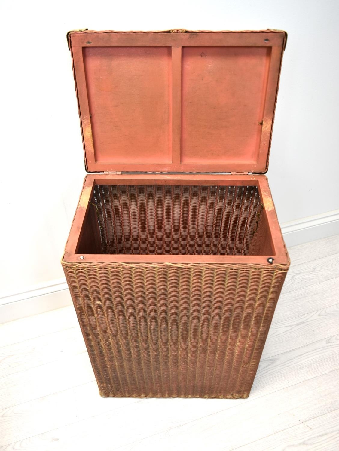 A late 1930s painted Lloyd Loom tub chair with drop in seats, stencil mark Sept. '37 together with - Image 7 of 7