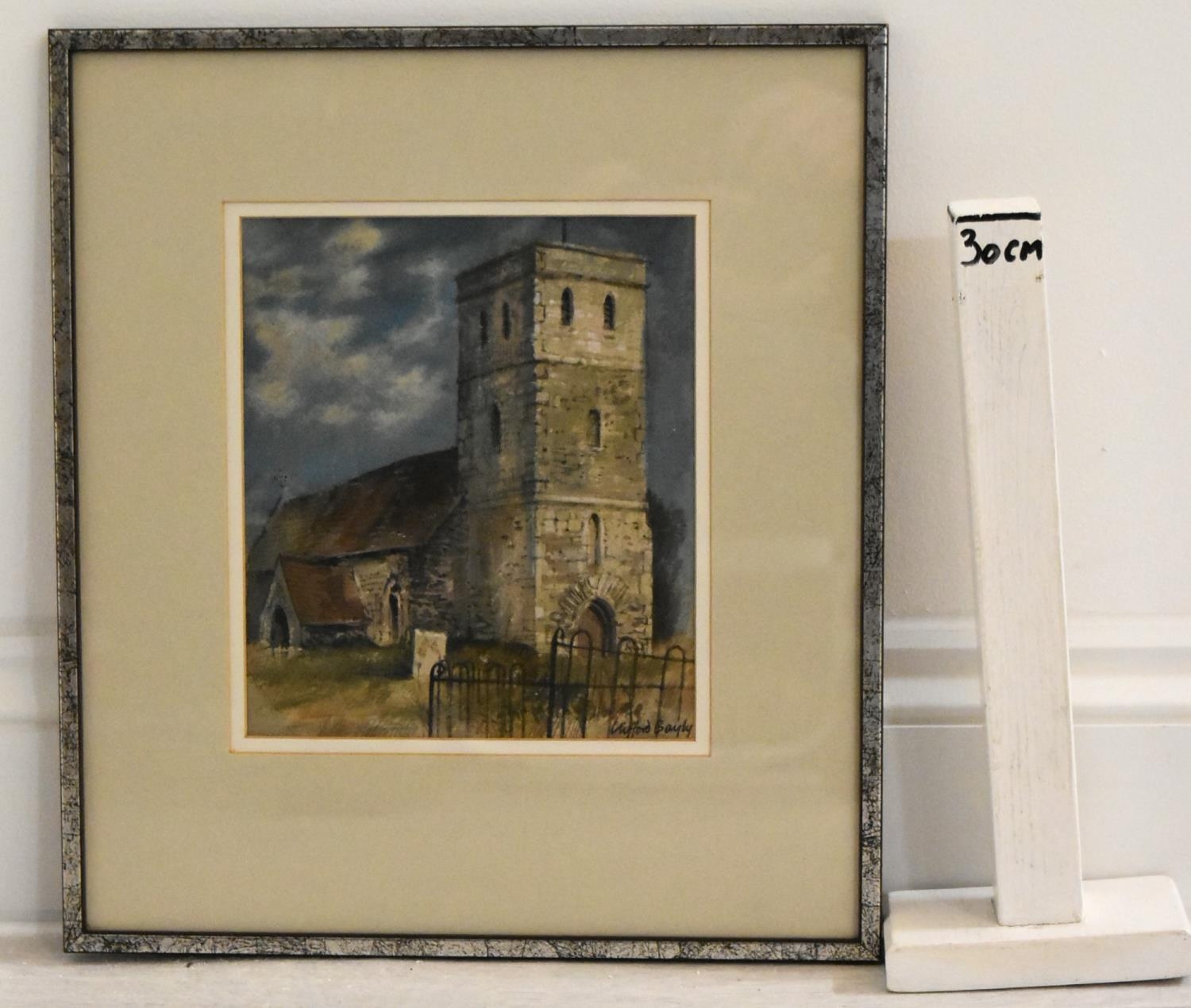 Clifford Bayley (1969 -) Monkton Church, Kent, watercolour on paper, signed, title verso, framed and - Image 3 of 6