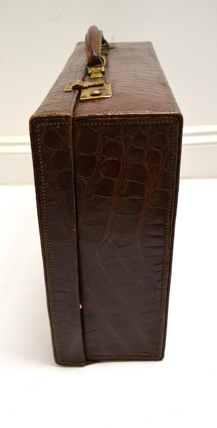 An early 20th century canvas covered crocodile skin effect gentlemen's vanity case embossed with - Image 12 of 14