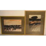 David Humphries (Contemporary); two abstract landscapes, signed, each framed and glazed. H.45 W.35.