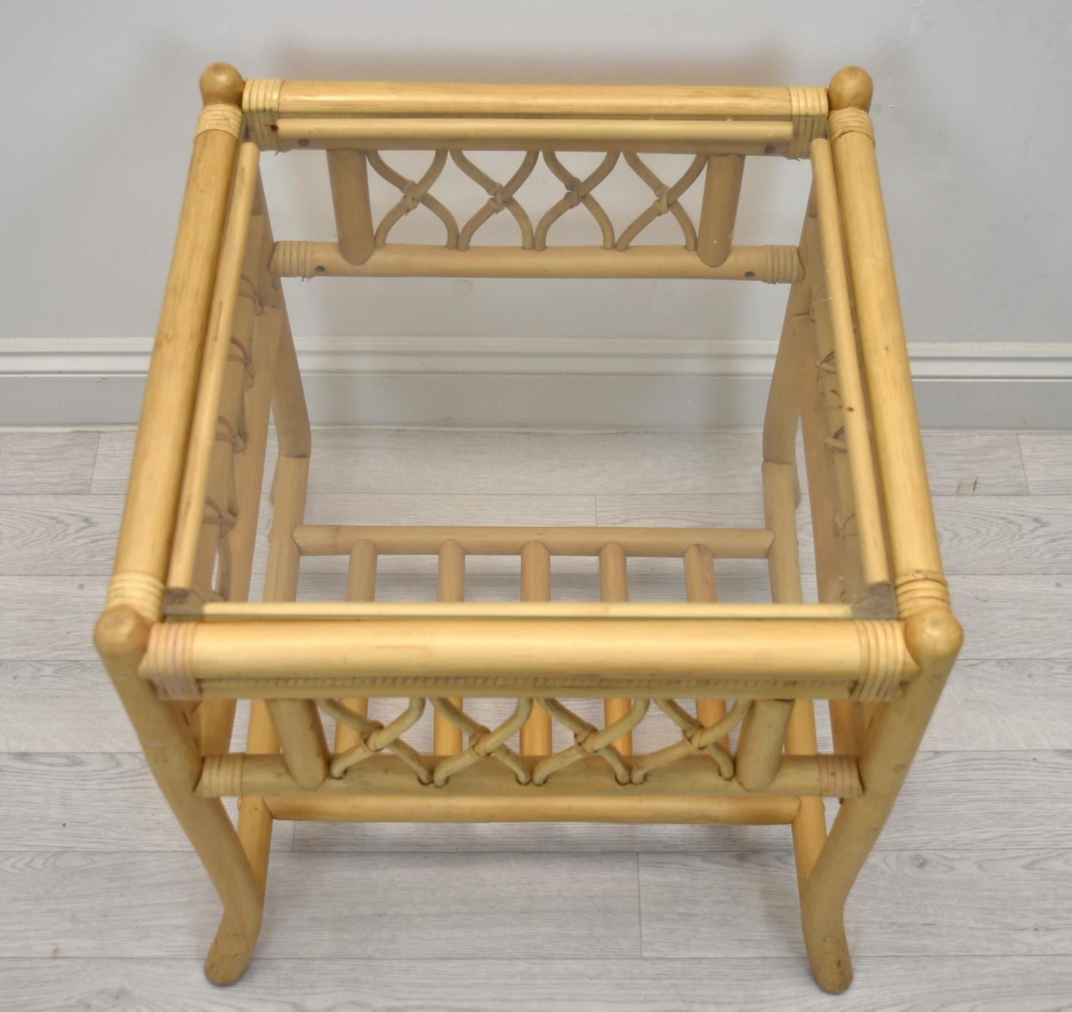 A contemporary bamboo framed glass topped conservatory table. H.59 W.51 D.51cm - Image 2 of 4