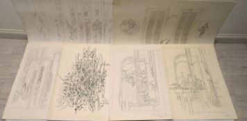 TREVOR FRANKLAND (British 1931-2011). Six preparatory sketches. Pencil on paper. H.82 W.112cm (