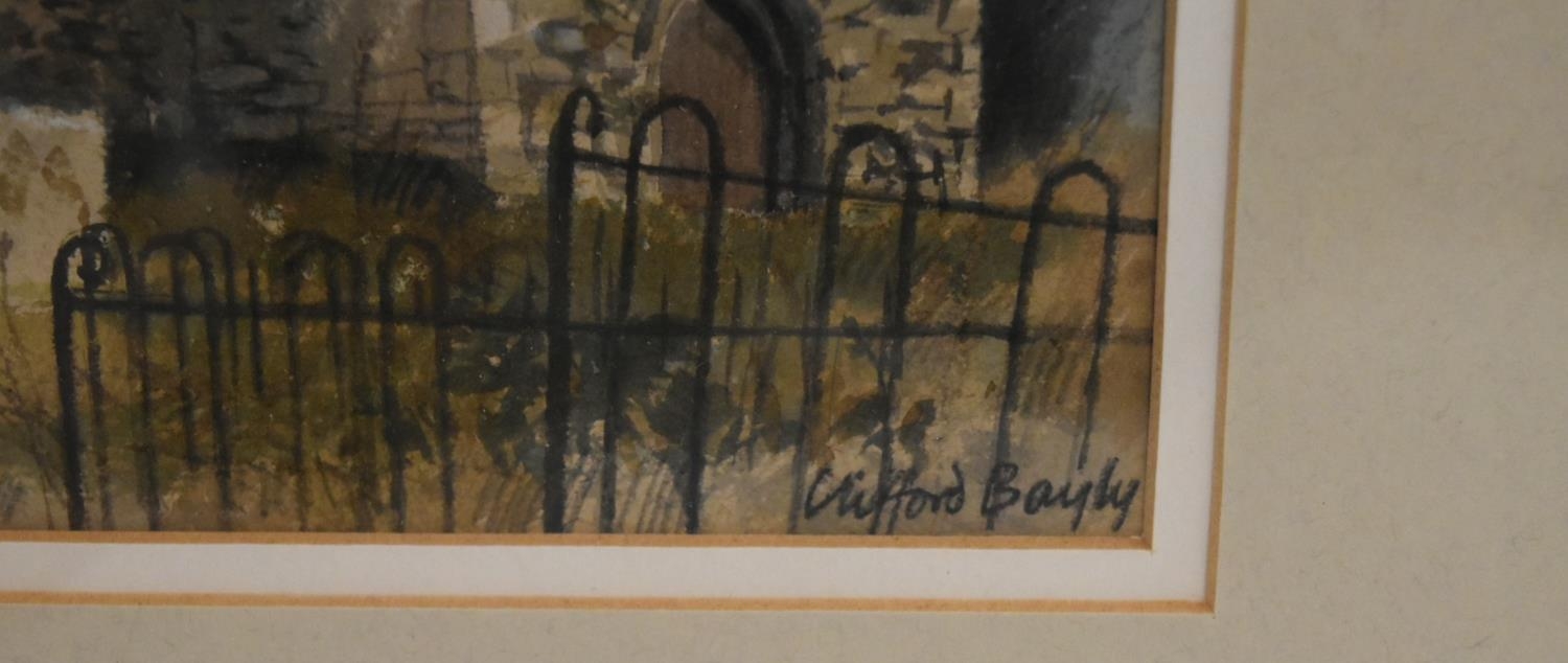 Clifford Bayley (1969 -) Monkton Church, Kent, watercolour on paper, signed, title verso, framed and - Image 4 of 6