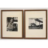 Two mid 20th century black and white photographs, Portrait of a Lady and Cars under a Road, both