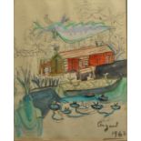 Jazz; (20th century), surrealist landscape, unfinished watercolour, signed and dated August 1963,