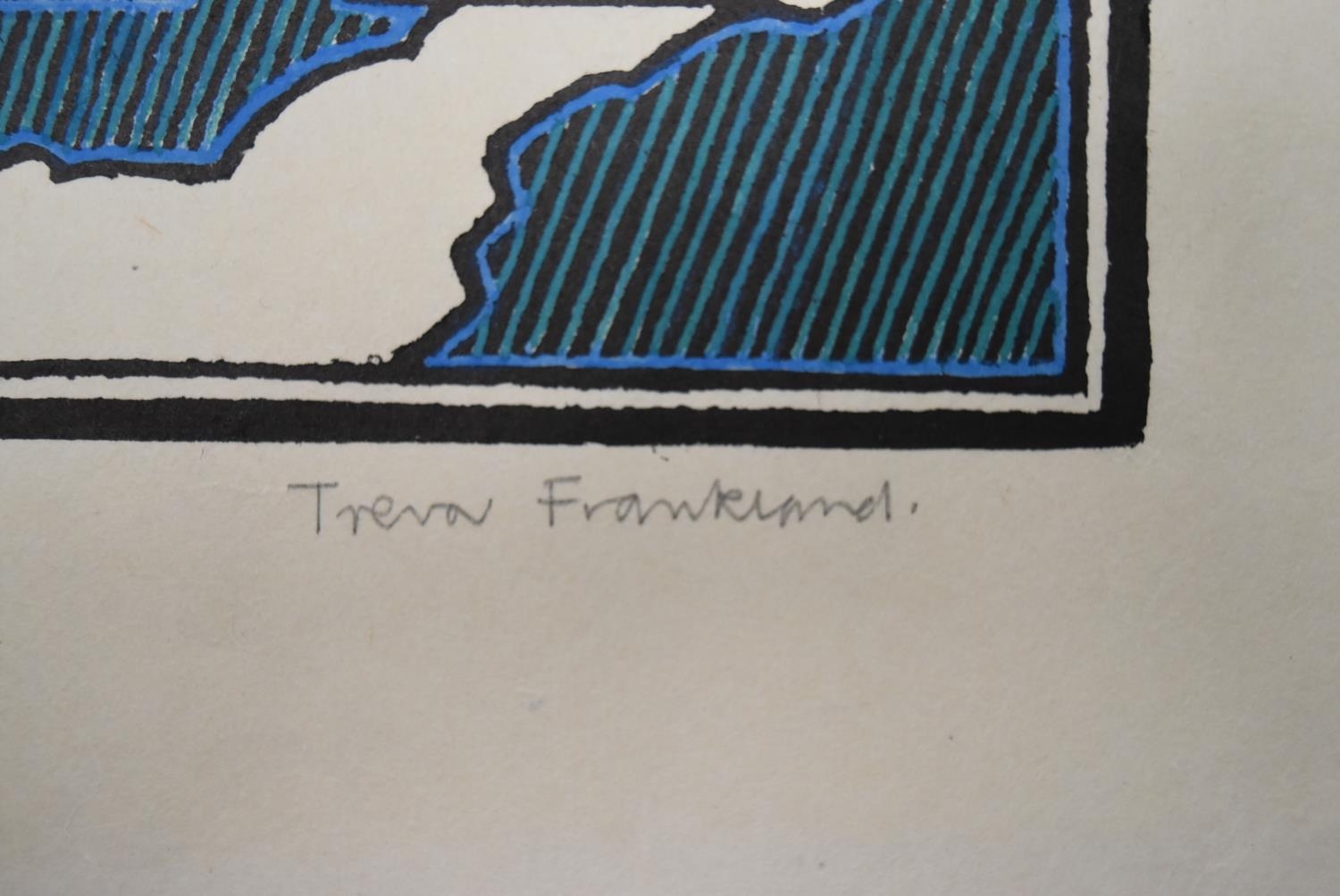 TREVOR FRANKLAND (British 1931-2011). Linocut numbered 3/75 copies. Signed lower right. Hand - Image 4 of 5