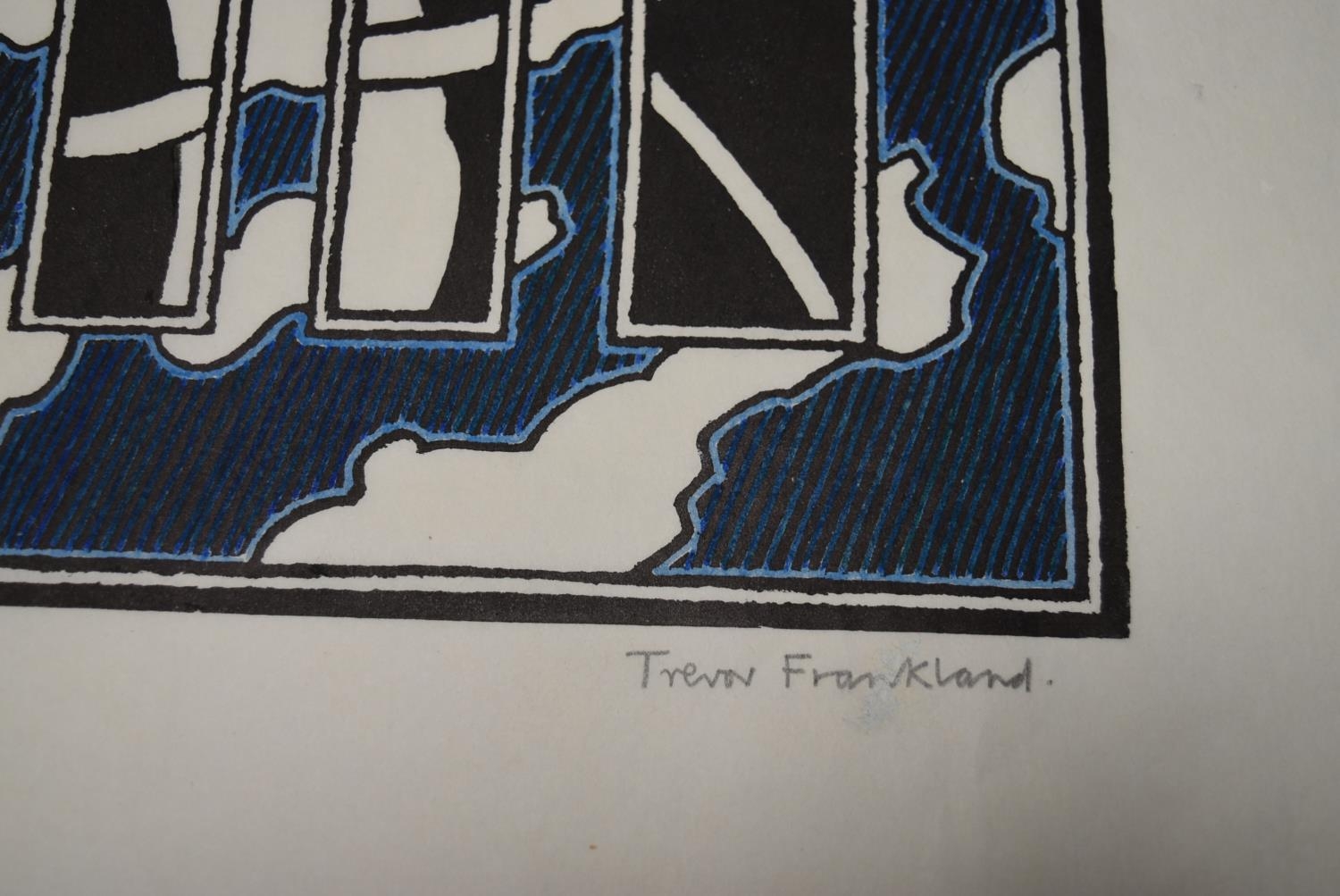 TREVOR FRANKLAND (British 1931-2011). Linocut. Marked 'A.P' (artists proof copy). Signed lower right - Image 4 of 4