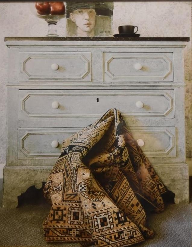 Cecil Jospe (1928 - 2004) Carpet before Chest of Drawers; coloured photograph, framed. H.62 W.46cm