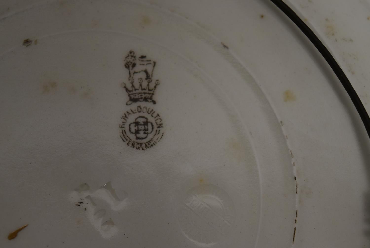 A pair of Royal Doulton seriesware plates depicting scenes after Hugh Thomson, marks verso. Dia.26. - Image 3 of 6