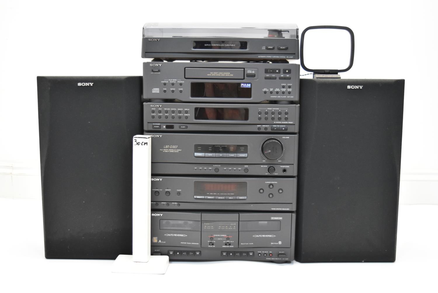 A 20th century electric Sony stereo/hi-fi system to include cassette tape, CD and record players - Image 2 of 4