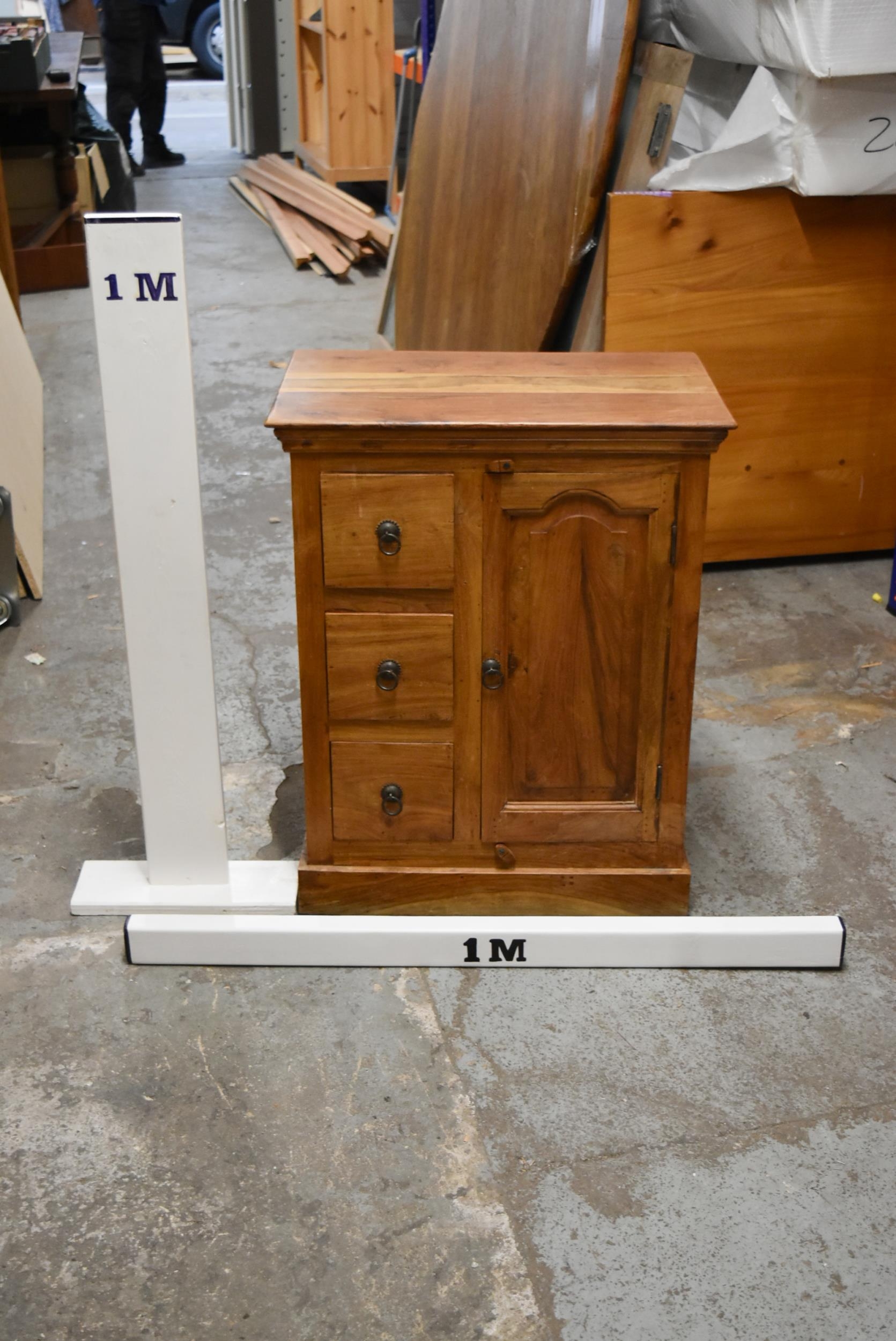 A small Eastern hardwood kitchen cabinet fitted with spice drawers and a panel door. H.76 x W.60 x - Image 2 of 6