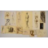 TREVOR FRANKLAND (British 1931-2011). A collection of 18 pencil and ink studies. Nudes, portraits