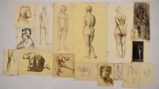 TREVOR FRANKLAND (British 1931-2011). A collection of 18 pencil and ink studies. Nudes, portraits