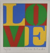 Peter Blake (1936- present). ‘Love’ screen-print numbered 196/175. Signed and numbered in pencil.